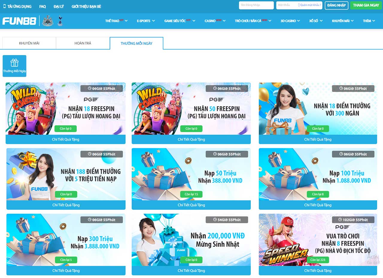 Vô vàn chương trình khuyến mãi FUN88 hot nhất Khuyến mãi FUN88